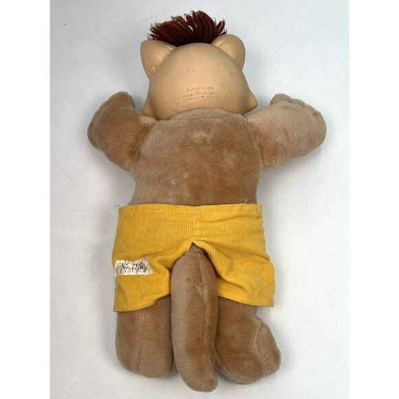 VTG 1983 CABBAGE PATCH KIDS Cat KOOSA Brown Hair w/ Yellow Corduroy Shorts - Picture 2 of 9